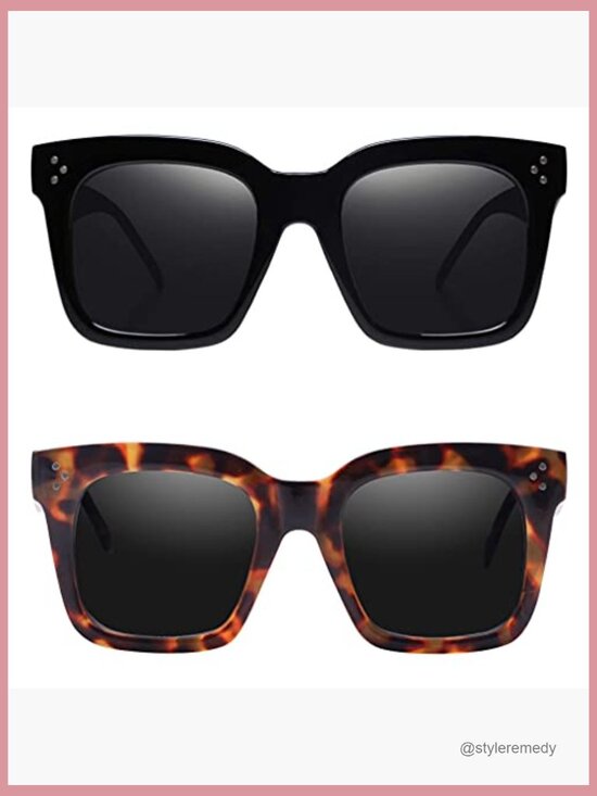 Vintage Oversized Square Sunglasses UV400 Protection Plastic Frame - Picture 4 of 7